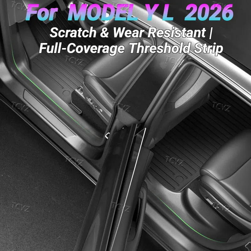 For Tesla Model YL 2026 Six-Seat Front Rear Door Sill Guard Anti Scratch Dirt Resistant Threshold Strips Interior Protection Set