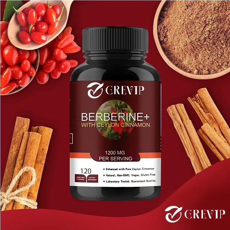 Berberine + Ceylon Cinnamon - Promotes Cholesterol Health,Helps Cardiovascular and Gastrointestinal Function, and Anti-oxidation