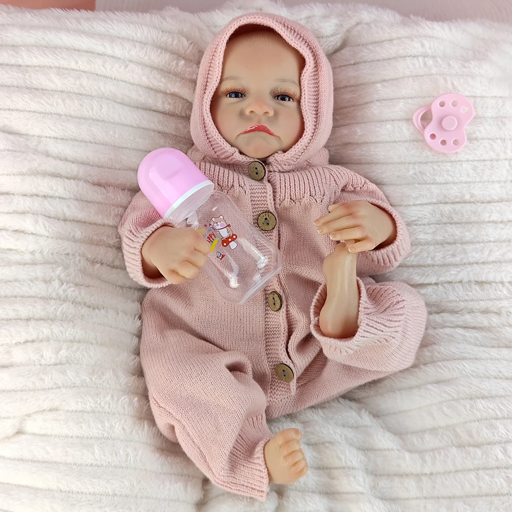 46CM完成済みリボーンドール新生児フルビニールドールソフト手描きヘア3D肌色血管見えるおもちゃ女の子幼児ギフト