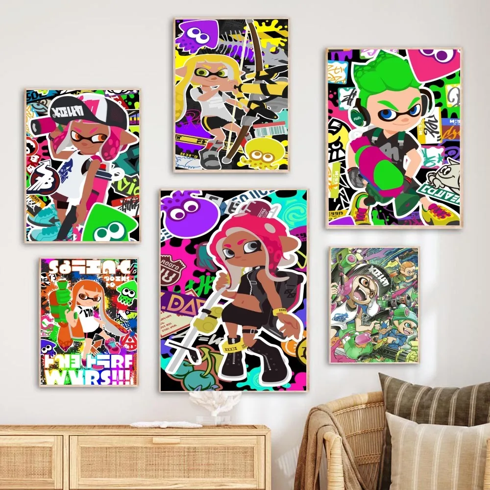 1PC Game Splatoon 3 Poster Paper Print Home Living Room Bedroom Entrance Bar Restaurant Cafe Art Painting Decoration