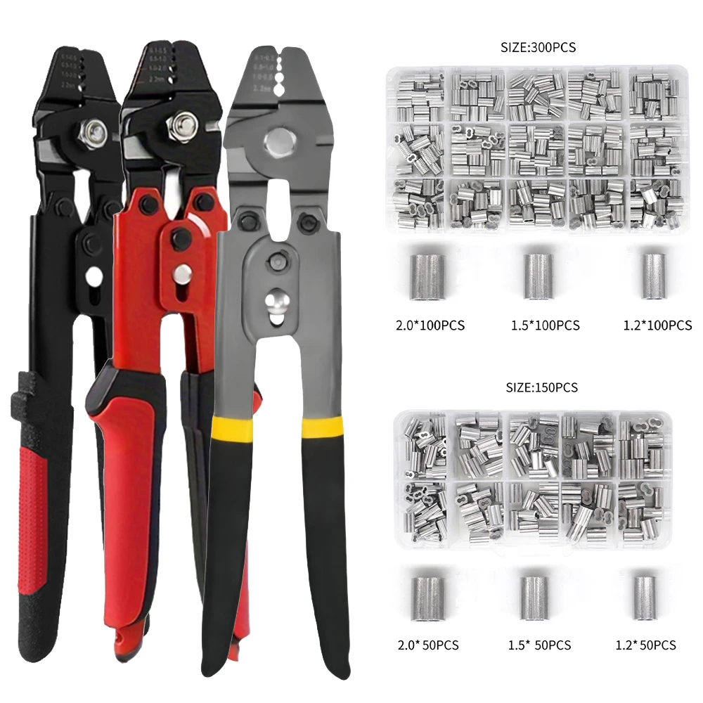 Wire Rope Crimping Tool 0.1-2.2mm Swager Tool for Aluminum Crimping Loop Sleeves With Cutting Function Hand Crimping Plier