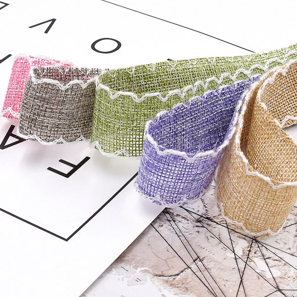 

Fabric Flower Decorative Belt Bouquet Accessories Floral Craft for Bouquets Linen Ribbon Making Supply Diy The Gift