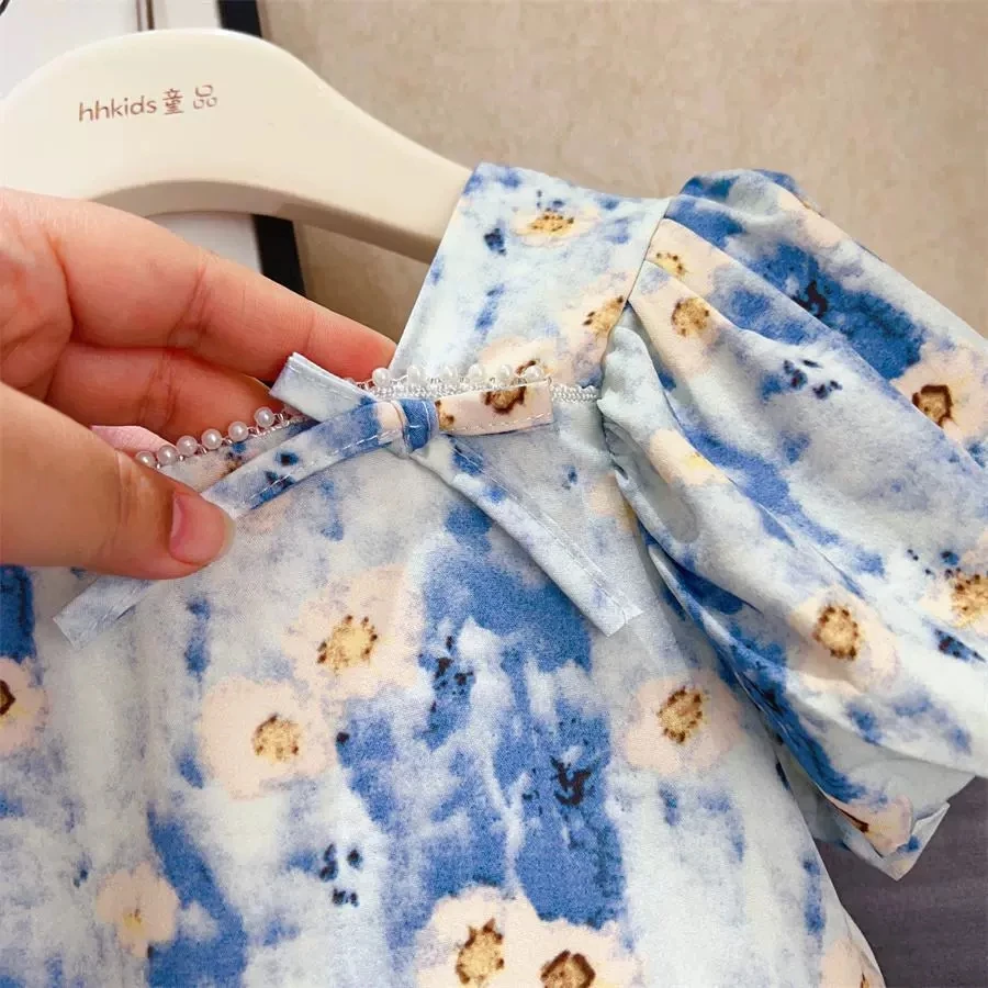 فستان بناتي صيفي جديد لعام 2025 فستان أميرة مزين بالزهور مطبوع بالكامل لـ 2 3 4 5 6 8 سنوات فستان للإجازات الترفيهي للفتيات #4