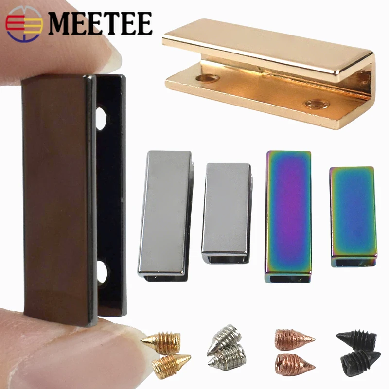

4/10/20Pcs Meetee 25*9mm Metal Tail Clip Buckle with Screws Handbag Edge Protector Webbing Stop Clips DIY Sewing Accessories
