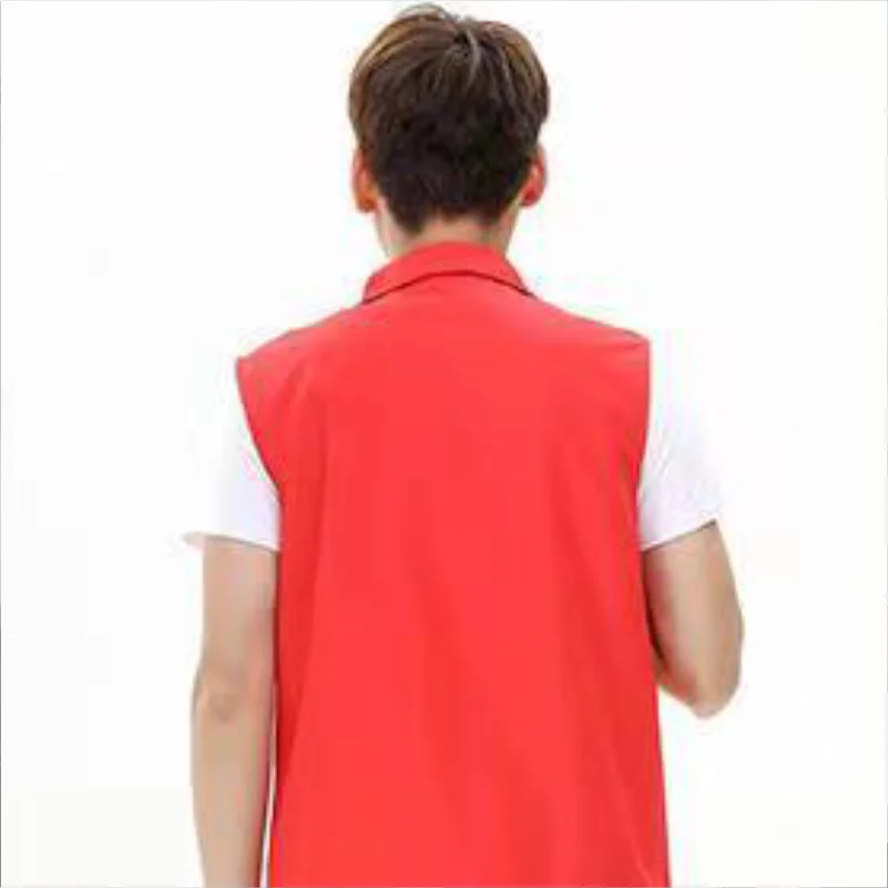 YOTEE Men\'s Custom Vest Printed Logo Sleeveless Vest Volunteer Uniform Supermarket Workwear Solid Colour Zip Top