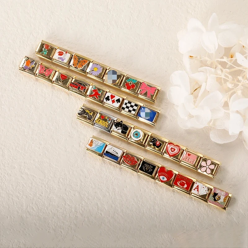 Picture 4: Hapiship 9mm Width Original Daisy Heart Love Butterfly Mom Cat Motorcycle Elephant Charm Fit 9mm Bracelet Jewelry Making DJ009