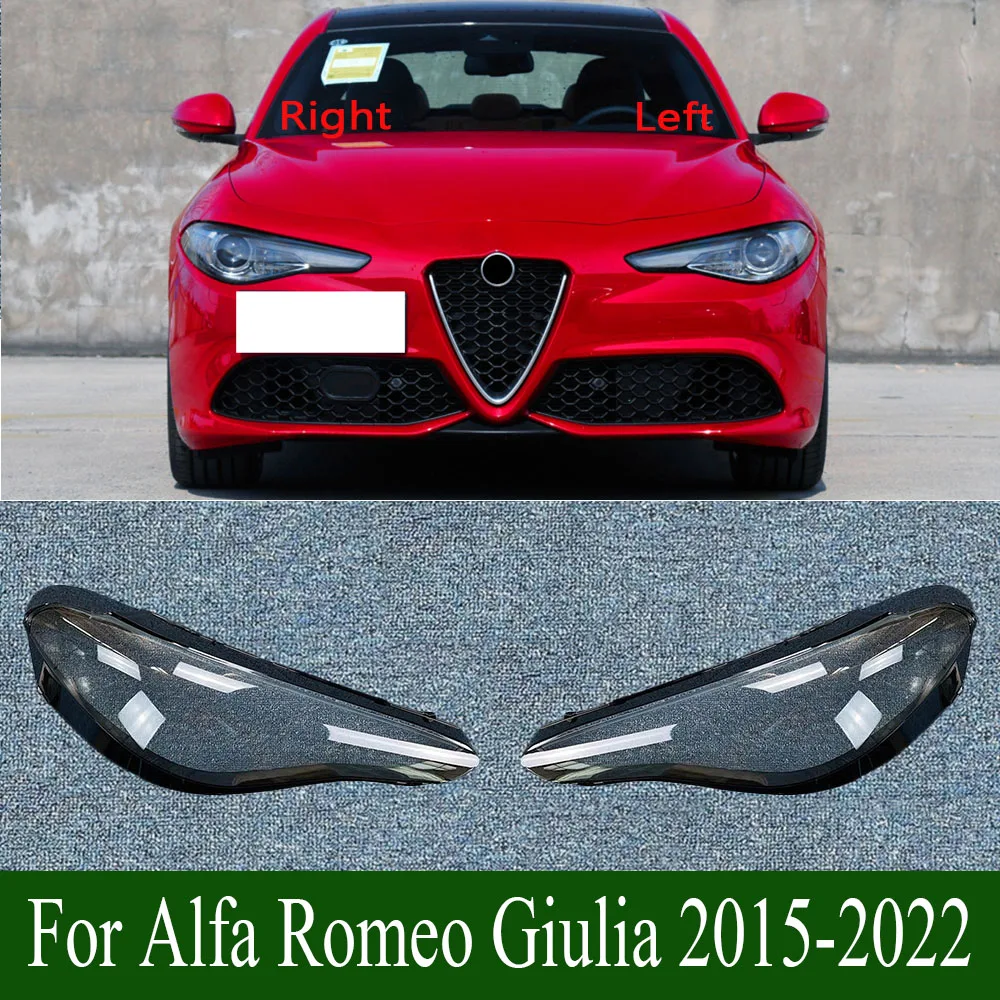 For Alfa Romeo Giulia 2015-2022 Transparent Lampshade Headlamp Cover Lamp Shade Headlight Shell Lens Plexiglass Car Accessories