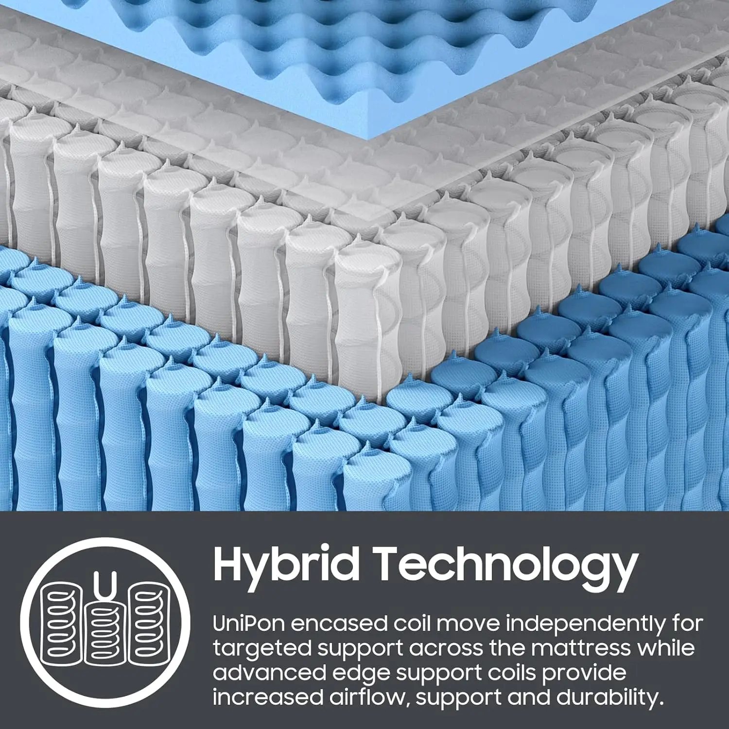 14 inch Firm Mattress Queen, Hybrid Mattress with Back and Lumbar Hip Support, Fiberglass Free, 365 Nights Trial,, Customized image 6