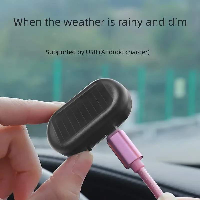 Car Warning Light LED Solar Safety Light Nighttime Safety Simulation Alarm Wireless Anti-Theft Alarm Flashing False Alarm Light