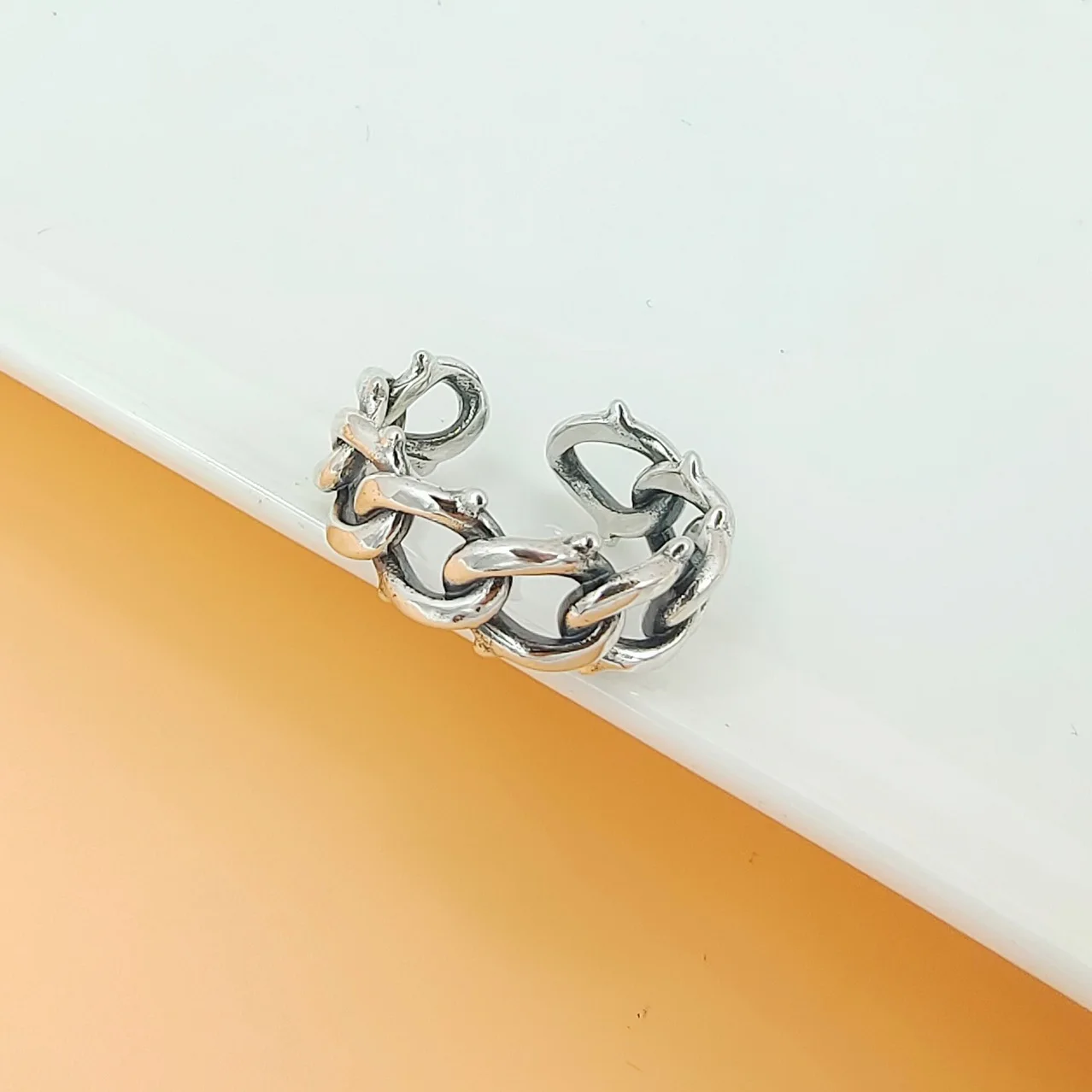 Small fresh s925 sterling silver fashioncut out ring for women trendy adjustable casualfashion index finger