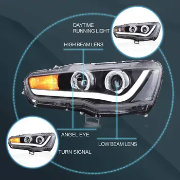 適用於 2008-2020 年三菱 Lancer EVO X 第九代的頭燈總成,附日間行車燈和方向燈,即插即用投影儀 12 最佳銷售 三菱藍瑟 Evo 9 - №8