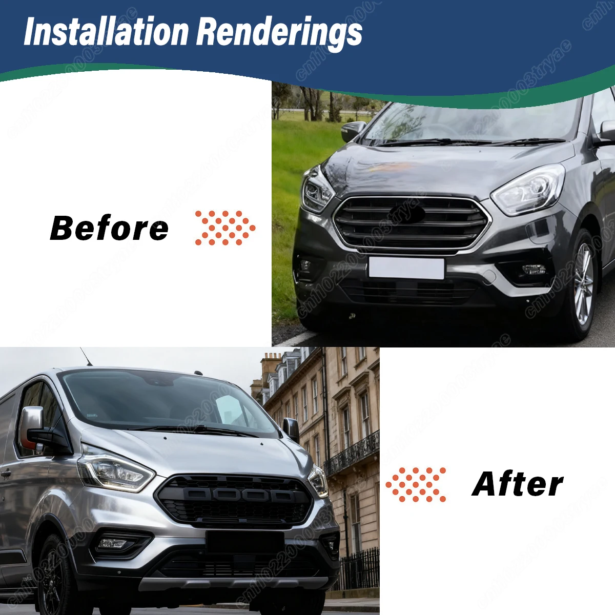 For Ford Transit Custom European Version 2018 2019 2020 Car Front Bumper Modification Radiator Air Intake Grille Decoration Kit