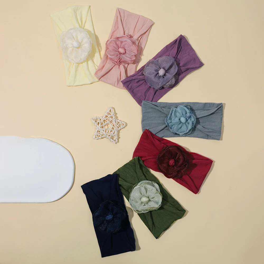 

Hairband for Newborn Baby Girls Chiffon Flower Nylon Elastic Soft Baby Hair Bands for Children Headwear Kids Hair Accessories