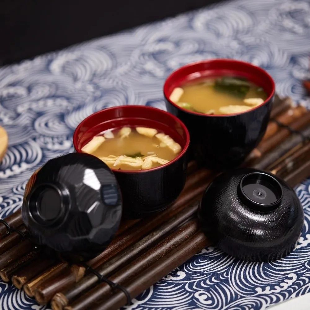 Tazón para Sopa Miso con Tapa, Tazón Tradicional Japonés para Servir Sopa, Vajilla, Tazón para Servir Arroz y Sopa con Tapa