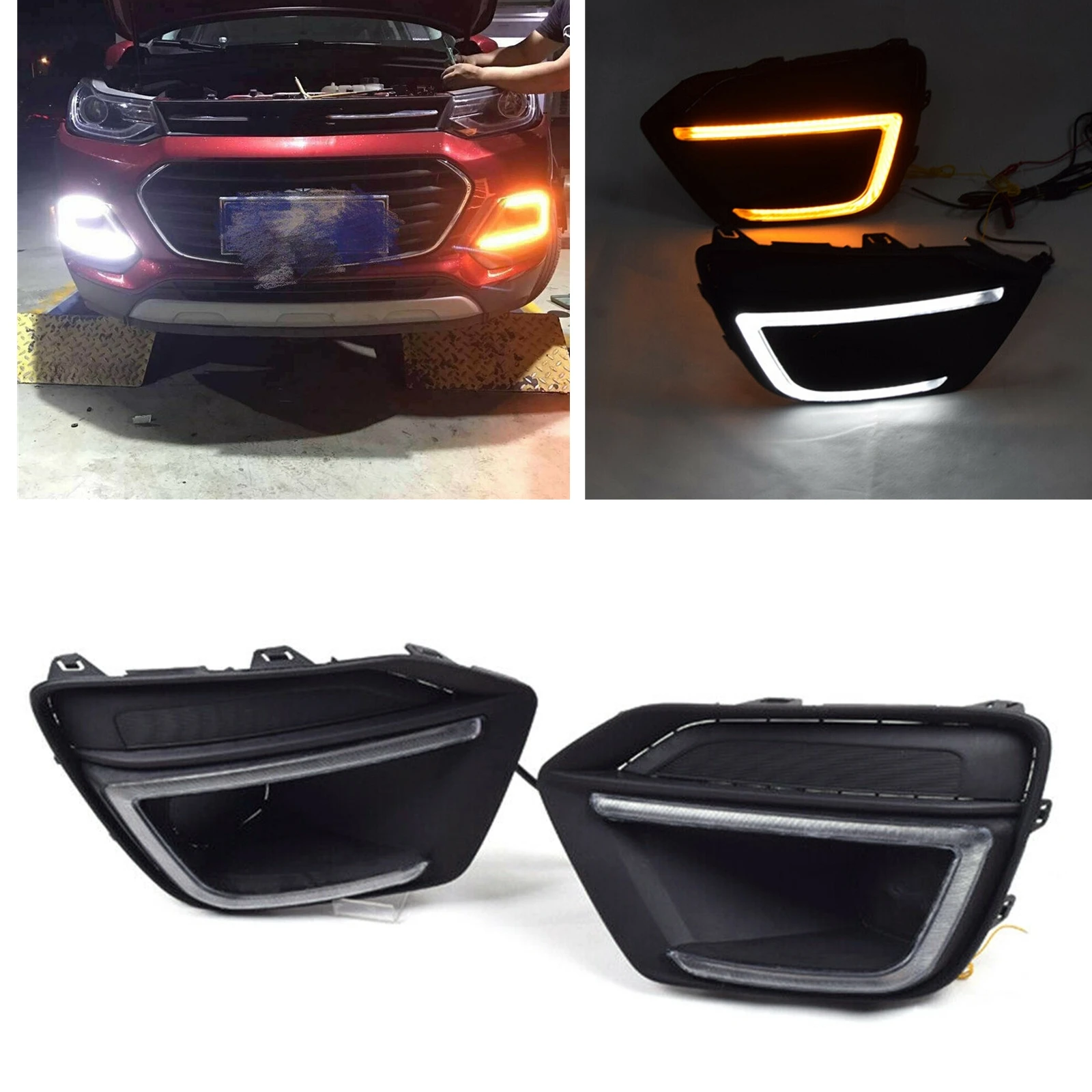 

Car LED Daytime Running DRL Fog Lamp For Chevrolet Trax 2017 2018-2022 Warm White Front Bumper Intake Signal Day Light Bulb Trim