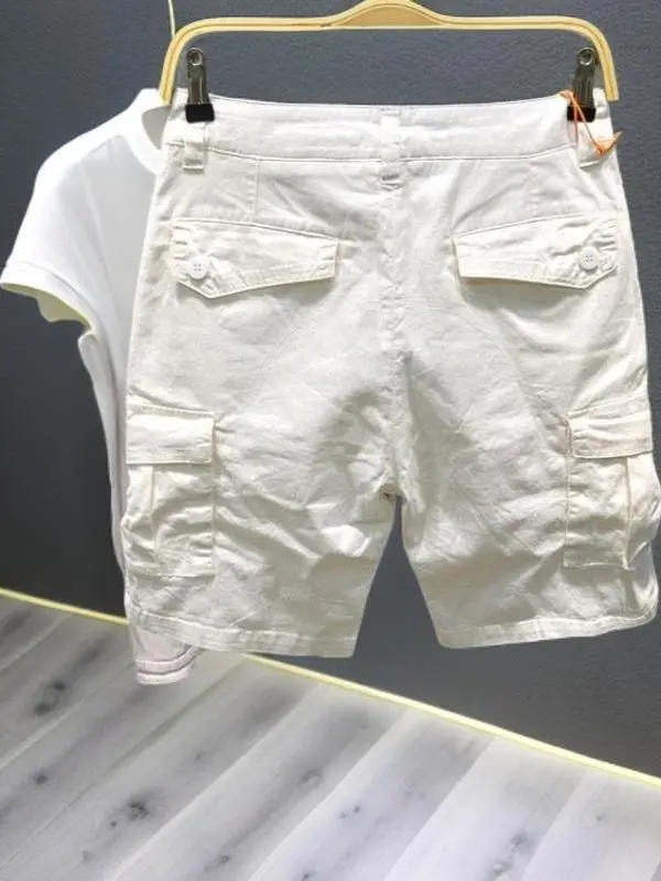 

Летняя облегающая повседневная рабочая одежда orts, мужские модные брендовые тонкие брюки пять четвертей, молодежные белые брюки средней длины, пляжные брюки