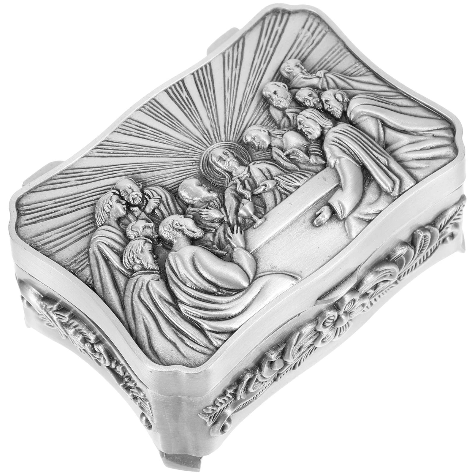 

Vintage Style Jewelry Storage Box Trinket Container For Rings Hair Accessories Compact Lightweight Zinc Alloy Travel Organizer