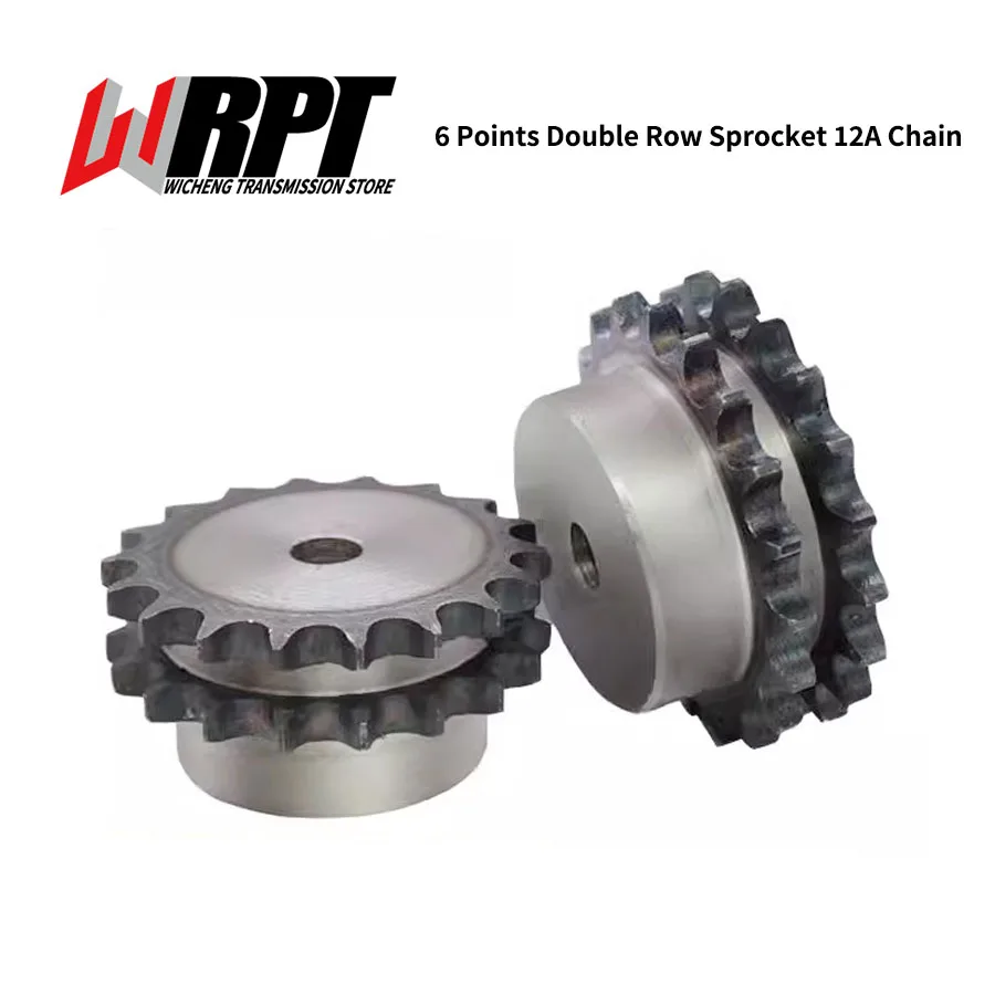 

6 Points Double Row Sprocket 12A Chain Gear Accessories Complete Craft Hole 12-40 Teeth Can Be Customized Processing