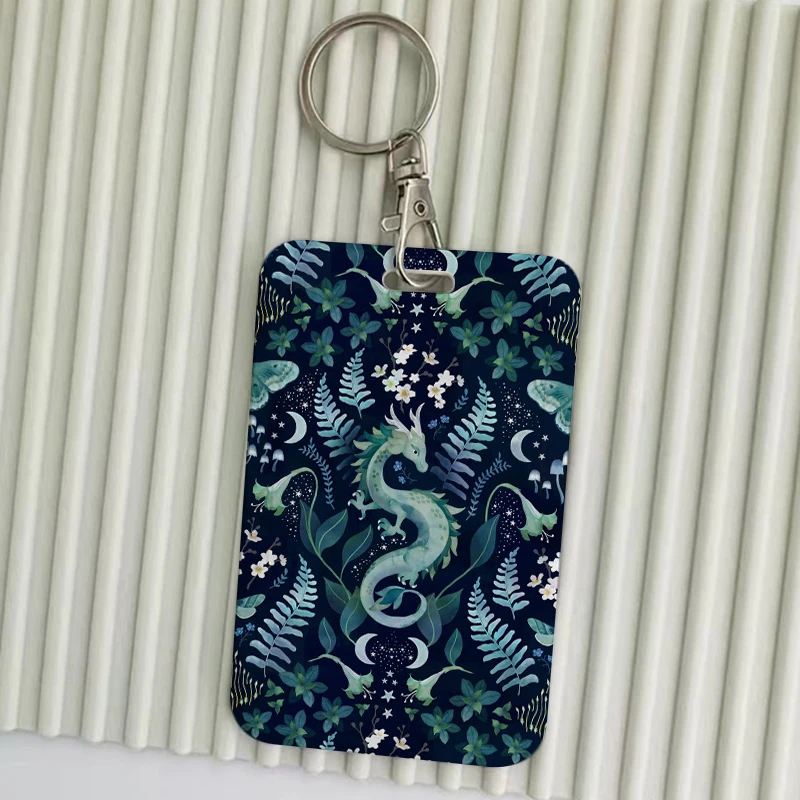 Cute Cartoon Dinosaur Keychains Holders Bank Bus ID Credit Cards Key Ring Chains