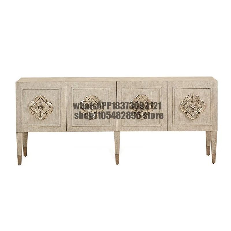 Postmodern light luxury simple TV cabinet small apartment retro craftsmanship American high-end living room floor cabinet
