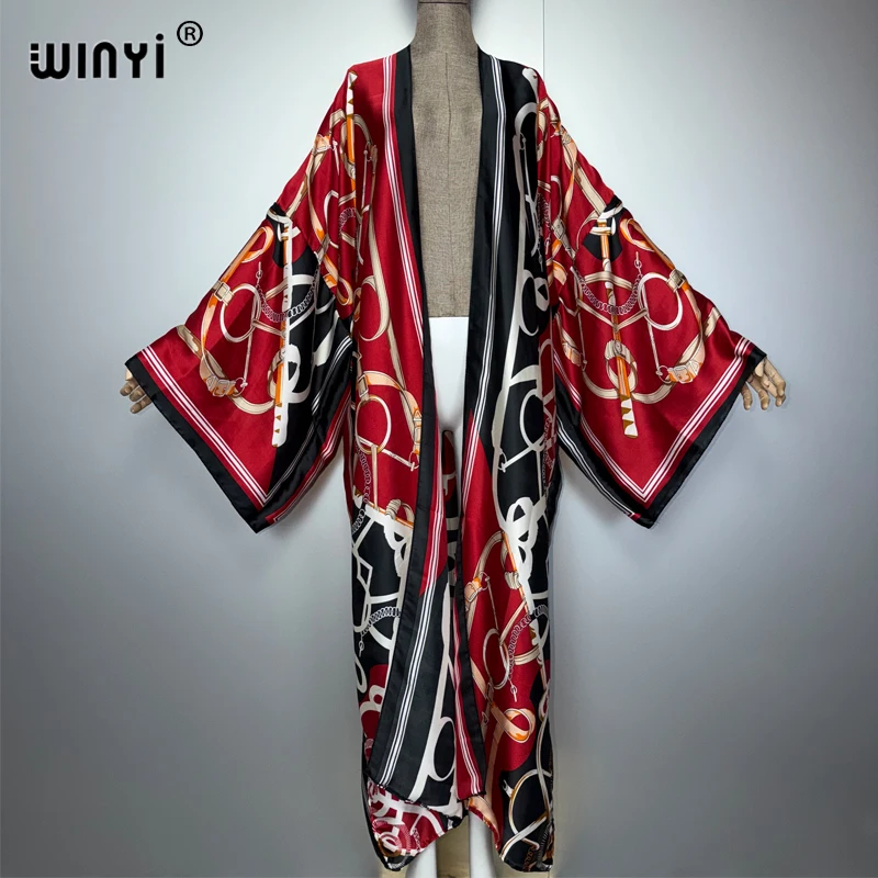 Winyi 2026 boho quimono maxi beach wear cobrir vestido de festa de férias abaya dubai luxo mulher muçulmana moda frente aberta kaftan