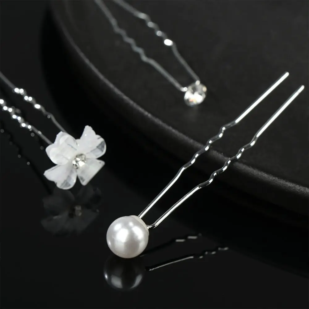 20 قطعة المشابك تاج الزفاف إكسسوارات الشعر دبوس الشعر الزفاف العروس خوذة زهرة دبوس الشعر عصا مشبك شعر على شكل حرف U