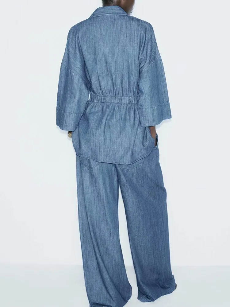 

Новое поступление, осенний сезон, женские джинсы irt Drapey, повседневные джинсы с широкими штанинами, комплект Faion 748458 748459, женская одежда Ele