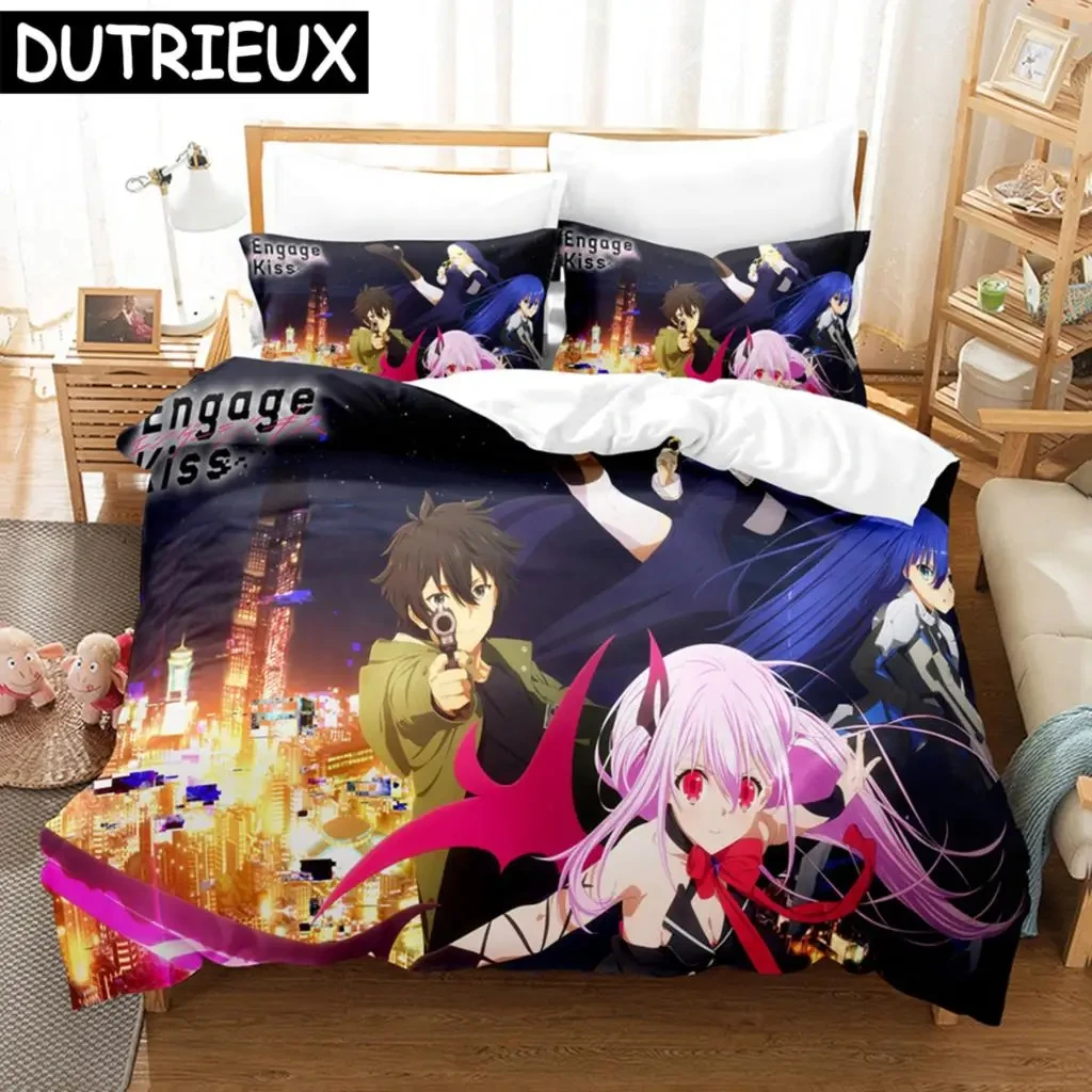 

Engage Kiss Anime Bedding Set Quilt Cover Twin Full Queen King Size With Pillowcases Bed Set Aldult Bedroom Decor Gift