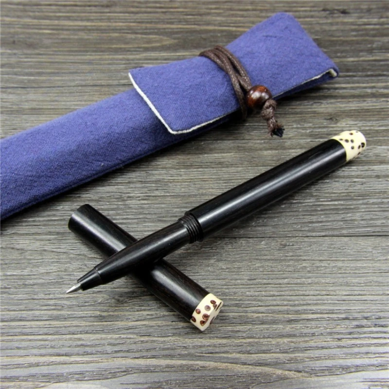 

2025 High Quality Solid Wood Gel Pen Years of Purple Sandalwood Signature Pen Black 0.5mm Birthday Gift Office Ballpoint Pens