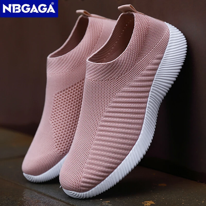 New Pink Sneakers For Women Casual Shoes Comfortable Vulcanized Shoes Breathable Ladies Slip On Flats Shoes Loafers Plus Size 42 image 2
