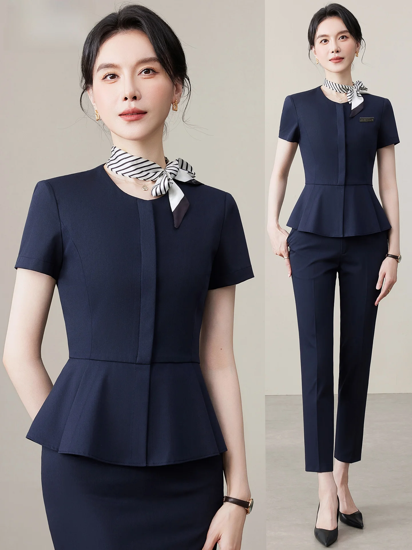 

Professional Thin Summer Suit Set for Women Hotel Jewelry Store Formal Beauty Salon Front Desk Reception Work Uniform
