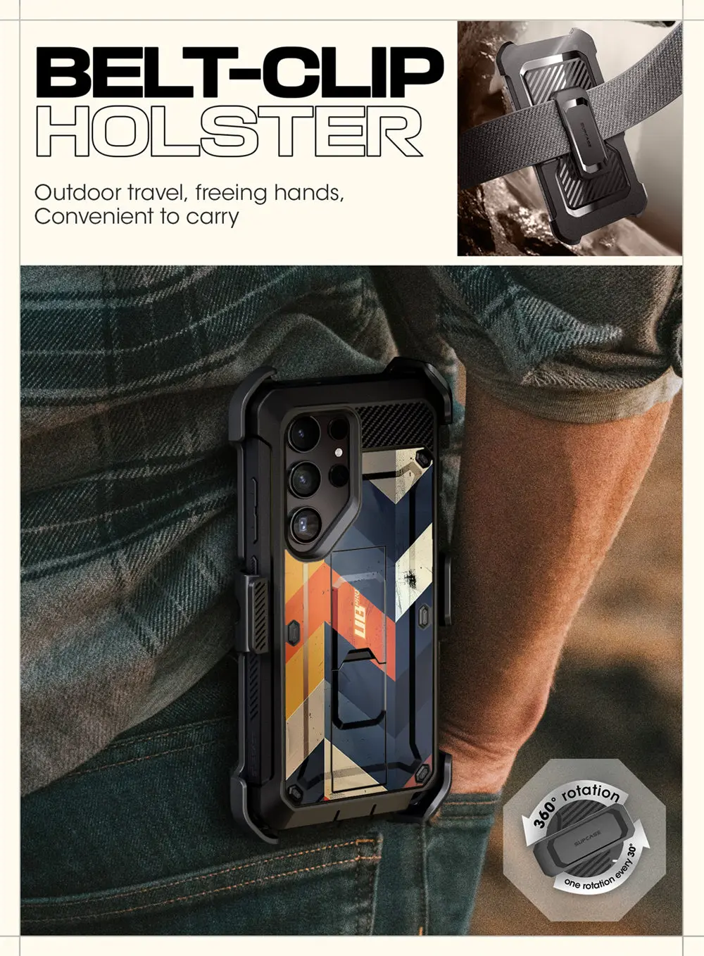 SUPCASE For Samsung Galaxy S24 Ultra Case UB Pro Full-Body Dual Layer Rugged Belt-Clip Phone Case with Built-in Screen Protector