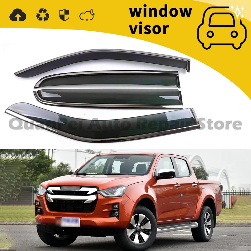 For Isuzu D-MAX Rain Block Door Protector Window Deflector Eyebrow Rain Guard Decoration Compatible with 21 Models
