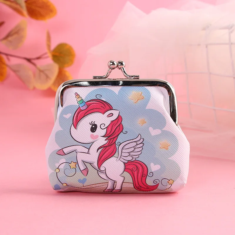 Cartoon Unicorn Iron Clasp coin purse Children's  Shell Bag Storage Bag Girls' holiday gifts