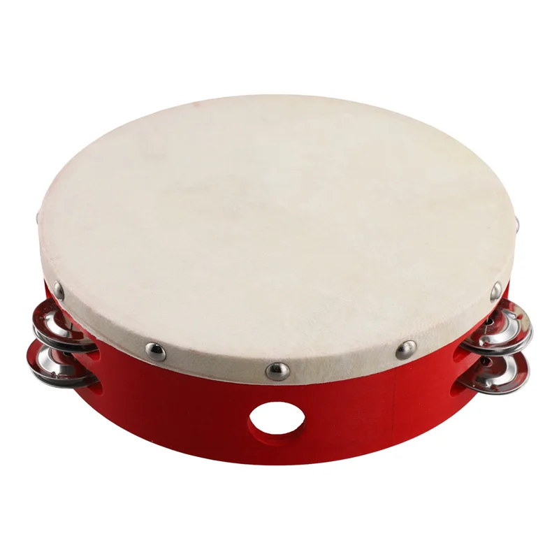 J1UL1N 8In باليد الدف طبل جرس المعادن الأناشيد قرع لعبة موسيقية لألعاب أطفال حفلة KTV