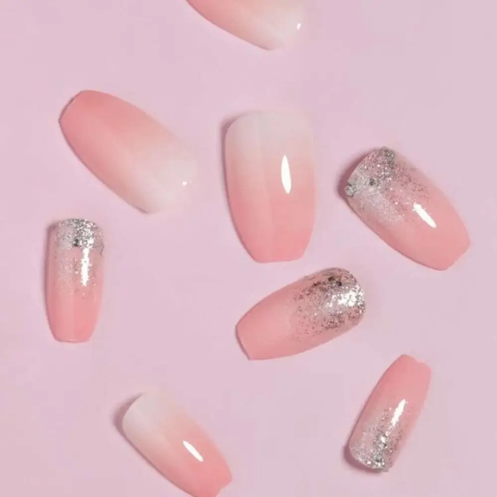 Unhas falsas de caixão para manicure, unhas falsas de comprimento médio/longo, cobertura completa, pontas de unhas de cabeça quadrada para mulheres