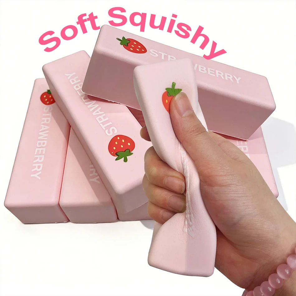 Strawberry Butter Stick Soft Squeeze Toy for Adults Realistic Food Shape Stress Relief Great for Party Game Festival Gift