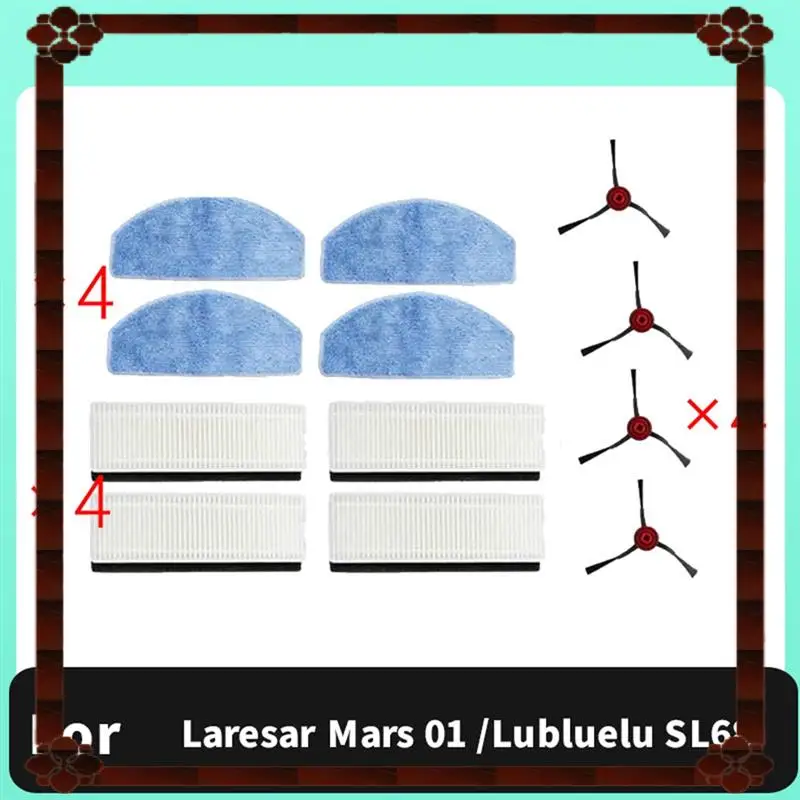تسليم 24 ساعة 12 قطعة لـ Laresar Mars 01 /Lubluelu SL68 ملحقات آلة الكنس فرشاة جانبية مرشح ممسحة