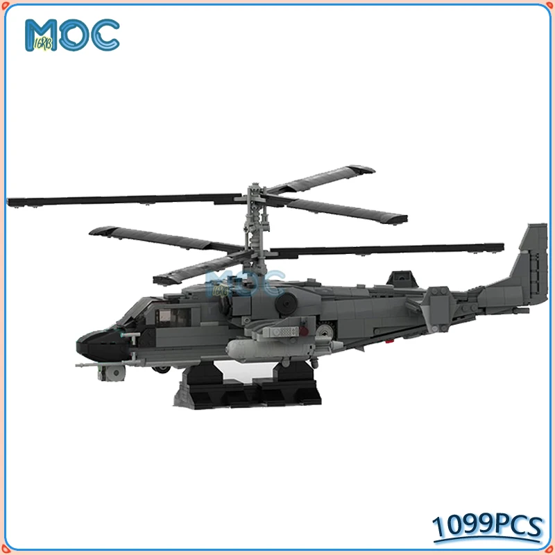 MOC Building Blocks City Helicopter KA-52 1:35 Scale Aircraft Spaceship Model DIY Assembly Creative Bricks Display Toy Xmas Gift