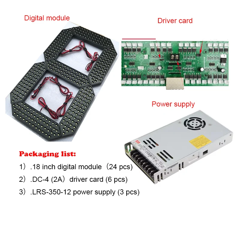 

Digital oil price screen accessory set,18 Inches 7-Segment Digital module, Driver card, 12V power supply