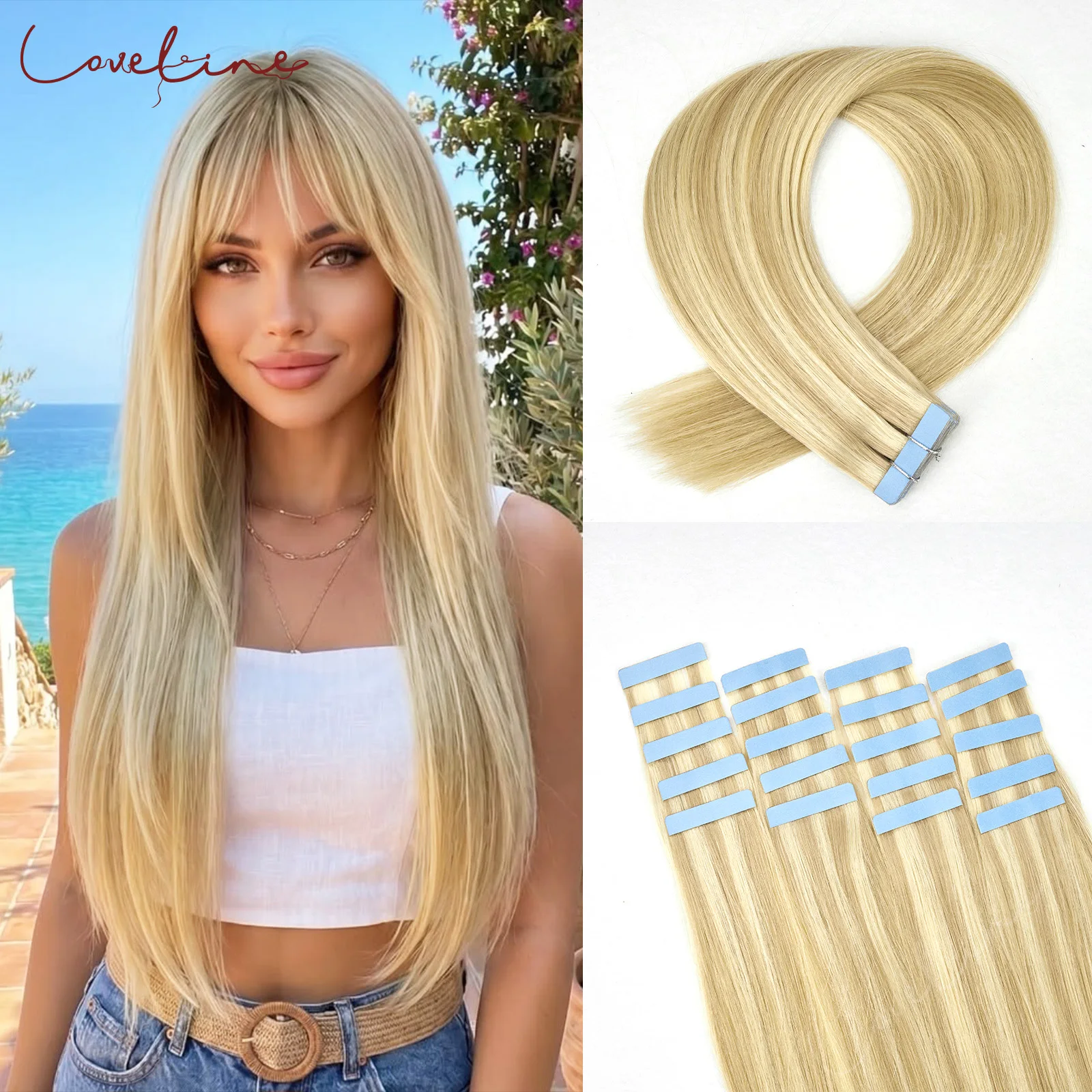 Tape In 100% Real Remy Human Hair Soft Human Hair Straight 20Pcs Extensions Skin Weft Adhesive Glue On Salon Quality for Woman