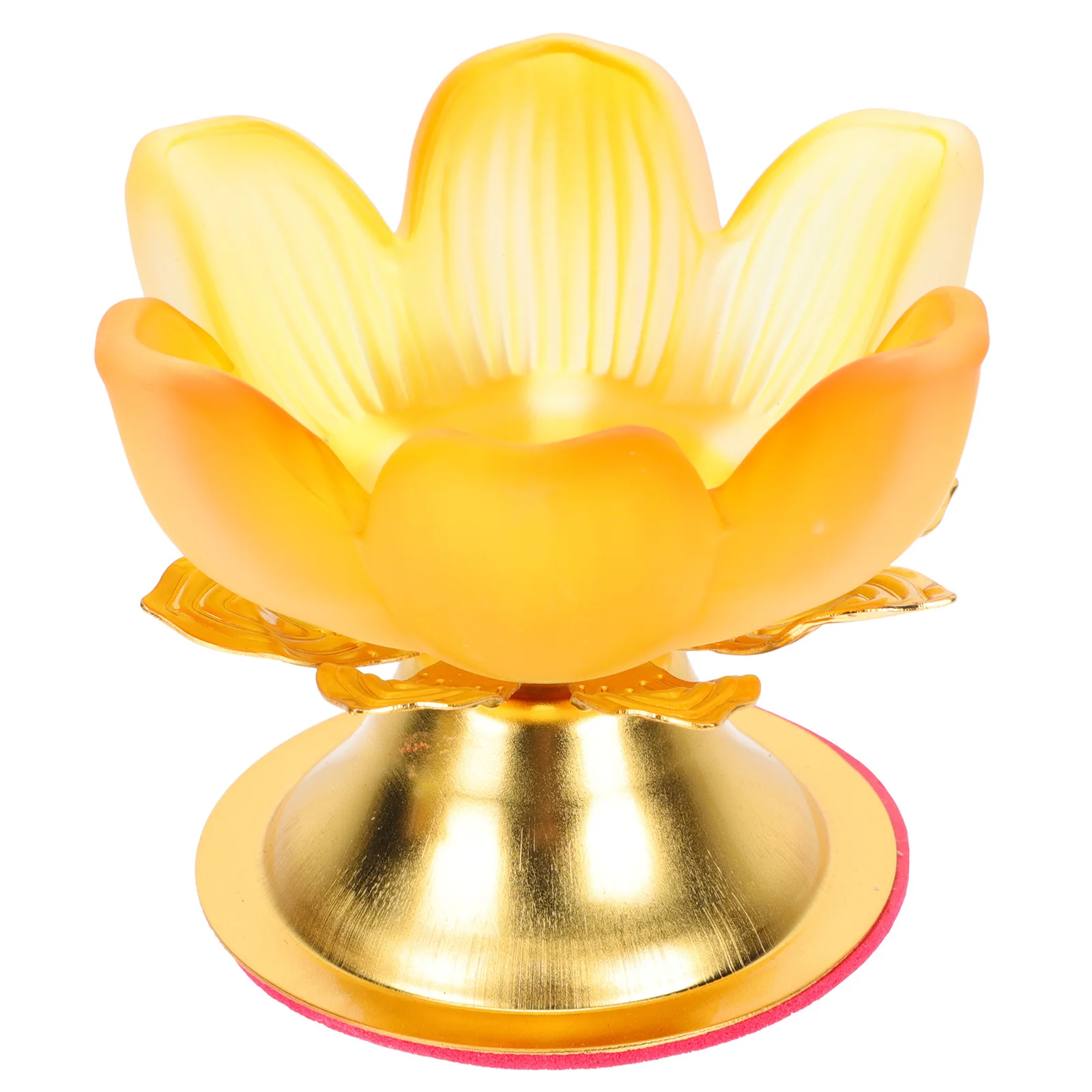 

1Pcs Lotus-Shaped Candlestick Premium Alloy Material Creative Buddhist Lamp Base for Home Temple Decor Yellow Alloy Lamp Base