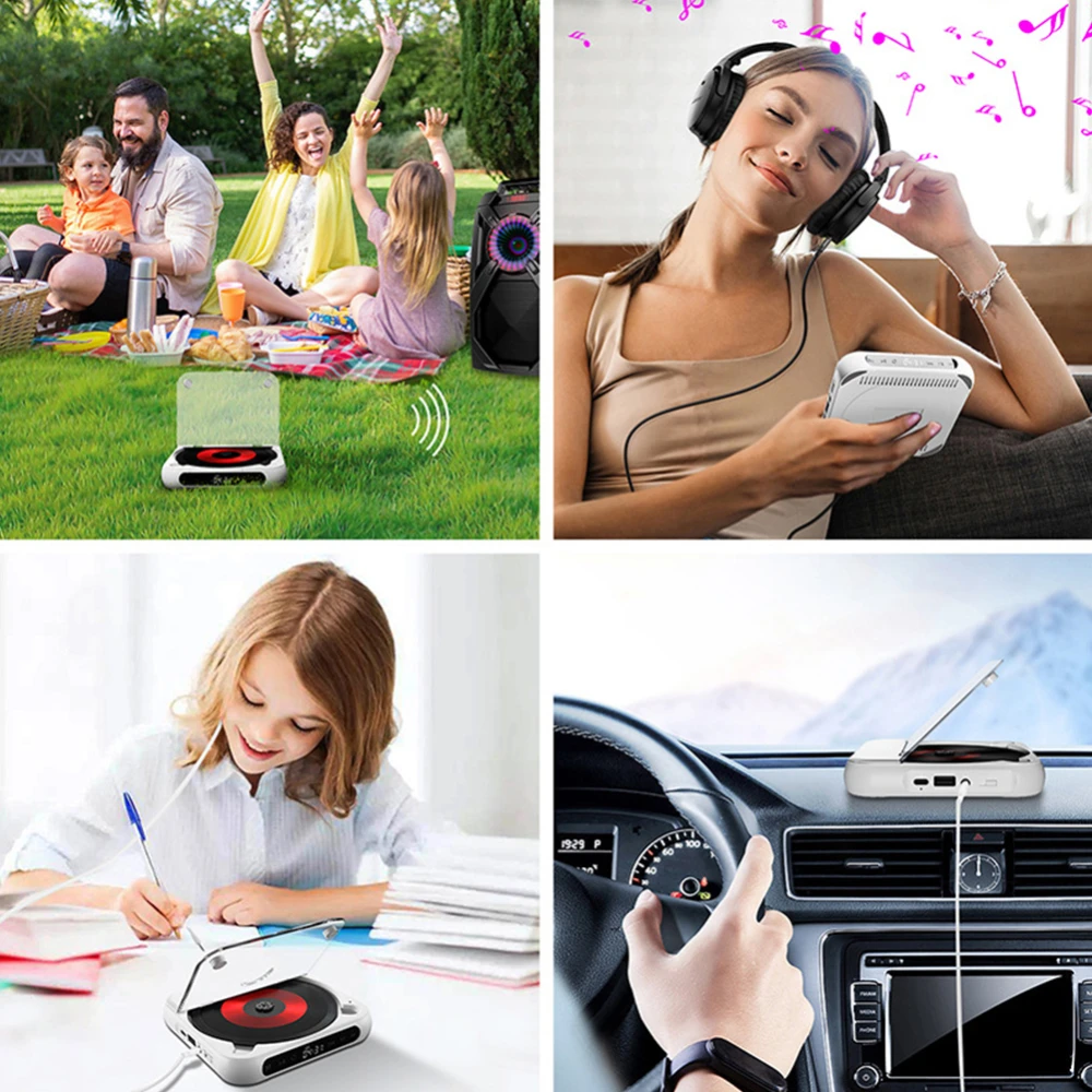 Bluetooth-Compatible CD Player LCD Screen Car CD Player A-B Repeat 1200 MAh Battery Gift for Friend Family Student Hot Sale Mini