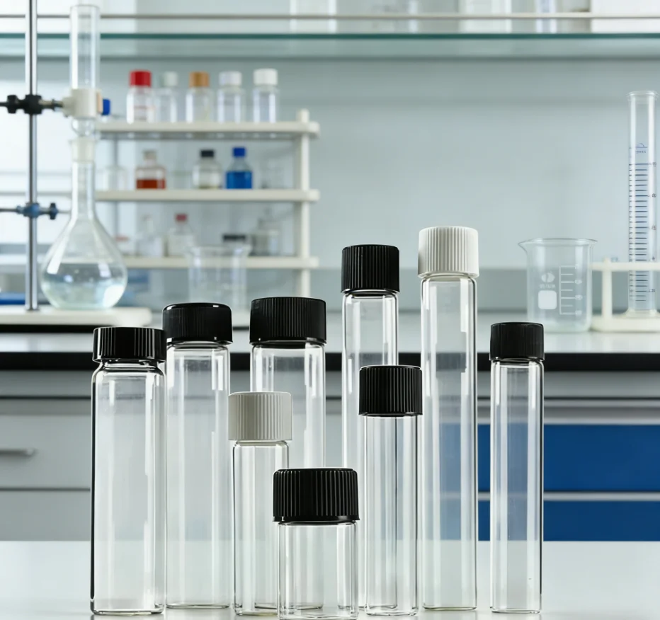 

Lab Glass Vials 3ml to 50ml Transparent Essential Oil Sample Bottles Containers