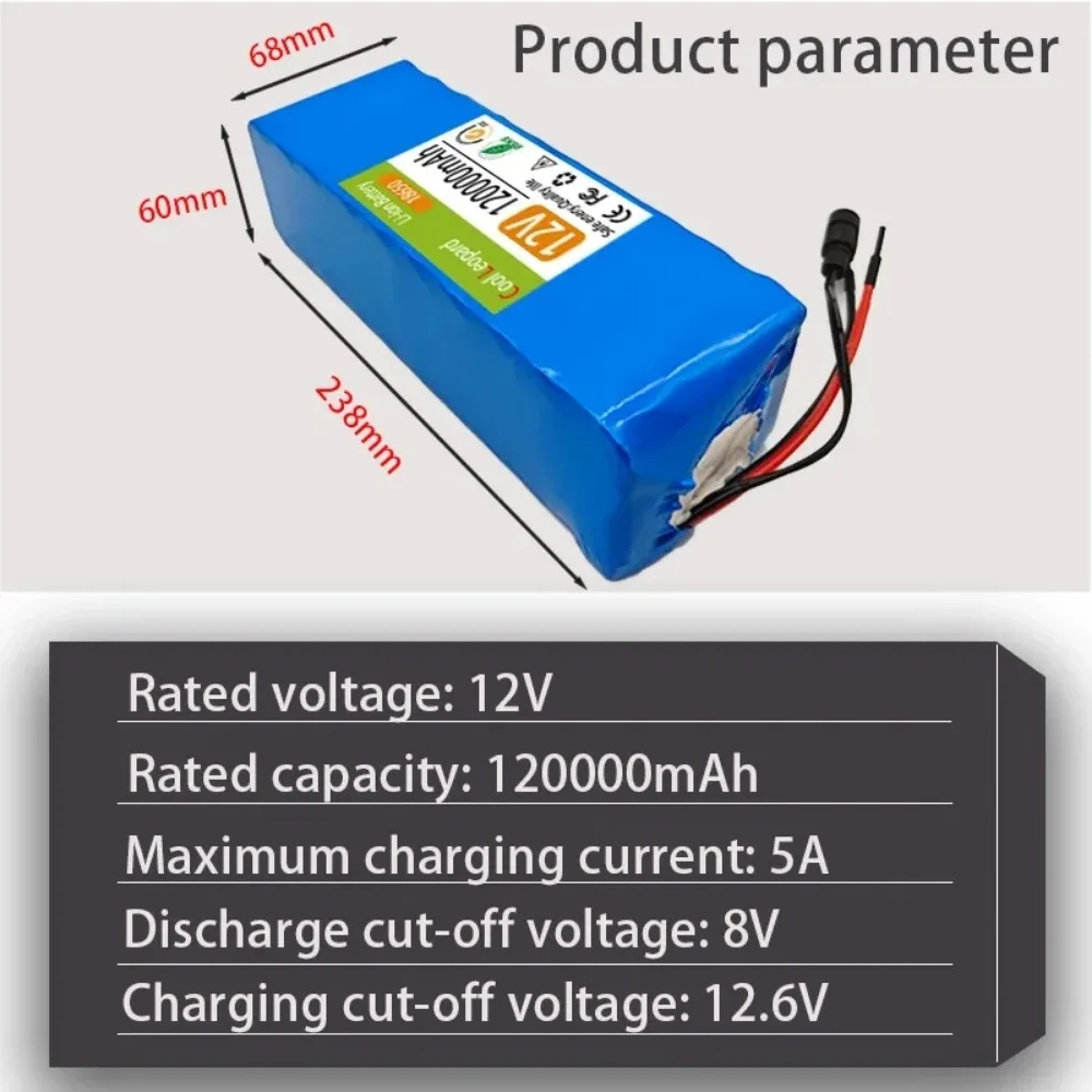 Imagem -06 - Bateria de Iões de Lítio Recarregável com Carregador 12v 120ah 3s10p 18650 para a Câmara Brinquedo Elétrico Iluminação Led