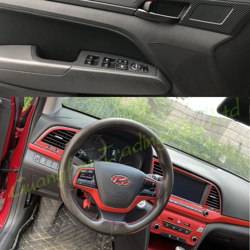 

3D/5D углеродное волокно, автомобильный стиль, внутренняя крышка центральной консоли, изменение цвета, литые наклейки, наклейки для Hyundai Elantra AD 2016-2020