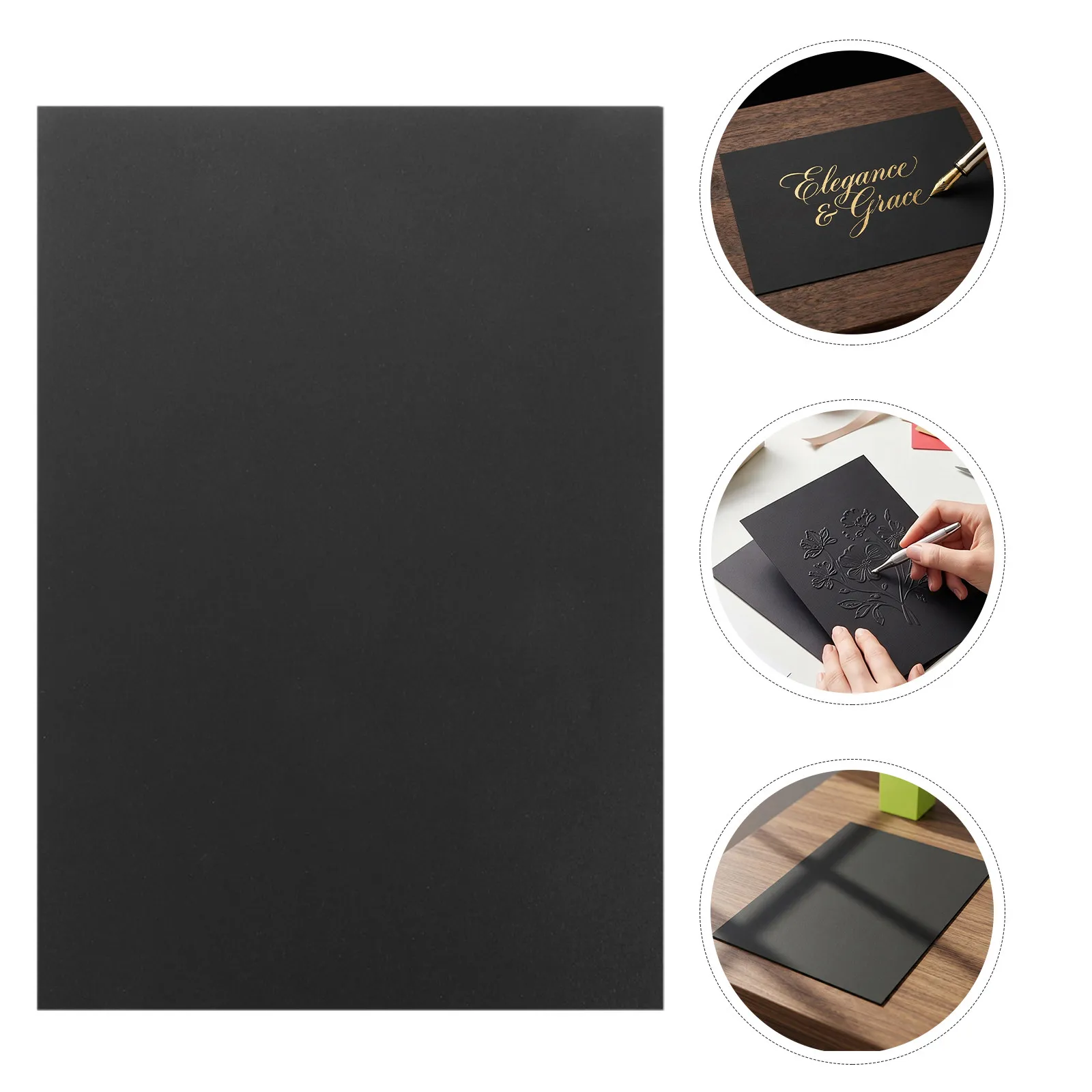 60Pcs Black Cardstock Paper Thick Heavy Scrapbooking Sheets A4 11.7x8.3 Inch for Invitations Card Making DIY Crafts Office