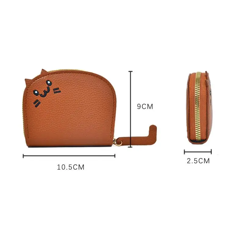 Cartoon Cat Card Holder Wallet For Women Girls PU Leather Bank Credit Card Coin Purse Portable Mini Zipper Coin Purse Gifts