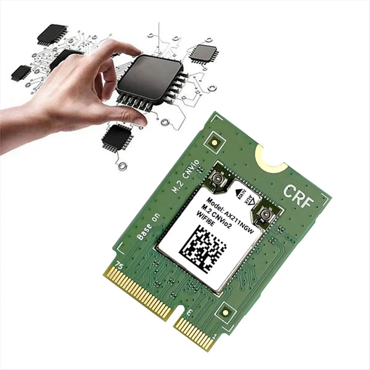 AX211NGW WiFi 6E Karte + 2x8dBi Antenne 2,4G & 5G & 6G M.2 CNVio Bluetooth 5.3 802.11AX Unterstützung Win10/11 LINUX WiFi Karte-BCBW