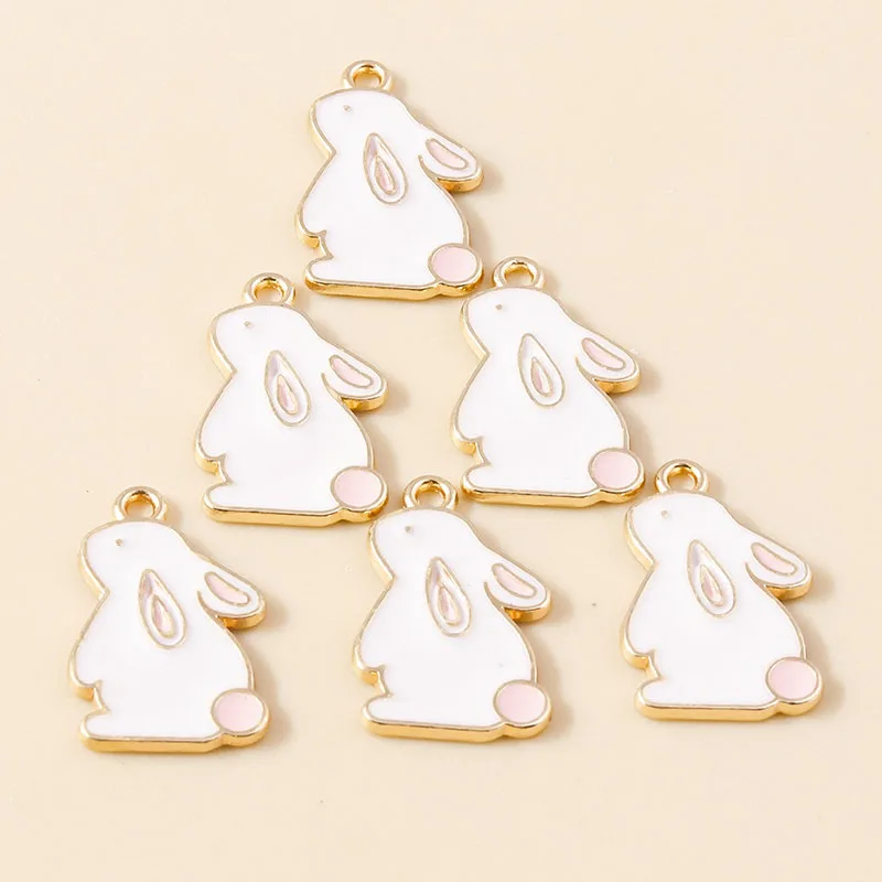 10pcs Enamel Mini Rabbit Charms for DIY Jewelry Making